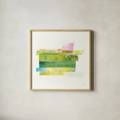 Stacks IV v2 by Melissa Averinos. Shown in a natural wood glass frame for a timeless modern aesthetic. Available as an archival giclee rolled canvas, fine art paper, or poster print. SKU 37477a.