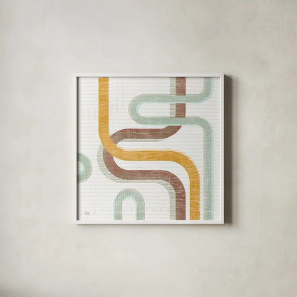 Subway Lines I by Melissa Averinos. Shown in a crisp white glass frame for a clean and minimalist style. Available as an archival giclee rolled canvas, fine art paper, or poster print. SKU 58960a.