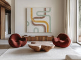 Subway Lines I by Melissa Averinos. Shown as extra-large giant wall art in a modern living room. Available as an archival giclee rolled canvas, fine art paper, or poster print. SKU 58960a.