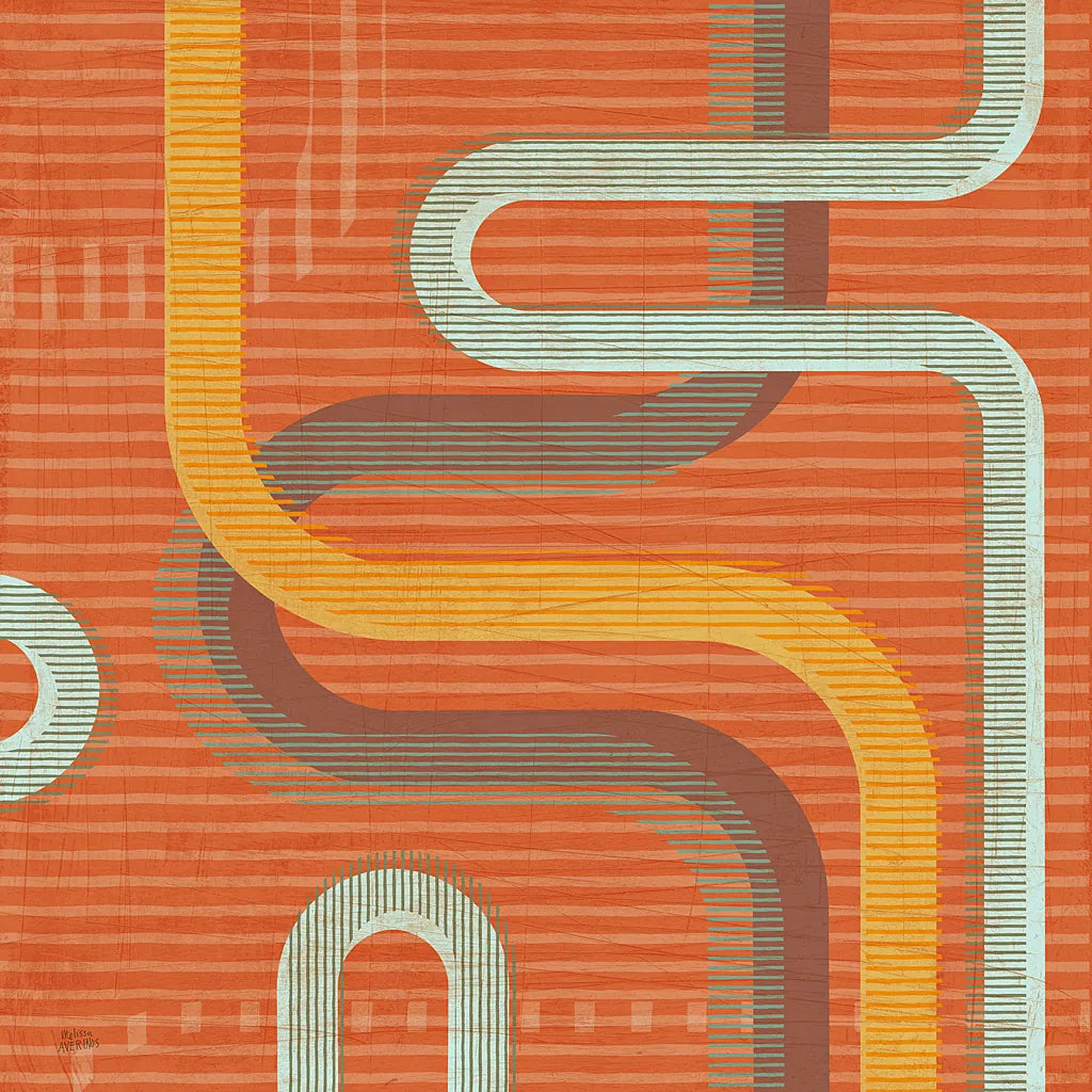 Subway Lines I Sunset by Melissa Averinos. SKU 61556a. Archival Giclee Fine art print for wall decor.