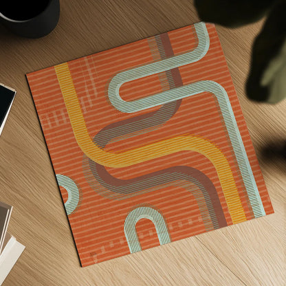 Subway Lines I Sunset by Melissa Averinos. Shown as a detailed flat fine art print, highlighting archival giclee quality. Available as an archival giclee rolled canvas, fine art paper, or poster print. SKU 61556a.