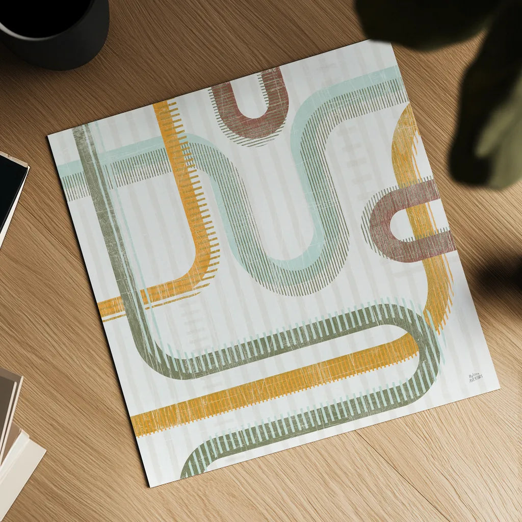 Subway Lines II by Melissa Averinos. Shown as a detailed flat fine art print, highlighting archival giclee quality. Available as an archival giclee rolled canvas, fine art paper, or poster print. SKU 58961a.