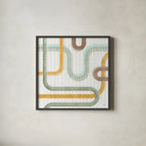Subway Lines II by Melissa Averinos. Shown in a sleek black glass frame for a contemporary gallery look. Available as an archival giclee rolled canvas, fine art paper, or poster print. SKU 58961a.