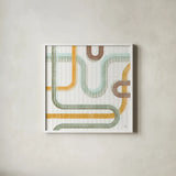 Subway Lines II by Melissa Averinos. Shown in a crisp white glass frame for a clean and minimalist style. Available as an archival giclee rolled canvas, fine art paper, or poster print. SKU 58961a.