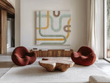 Subway Lines II by Melissa Averinos. Shown as extra-large giant wall art in a modern living room. Available as an archival giclee rolled canvas, fine art paper, or poster print. SKU 58961a.