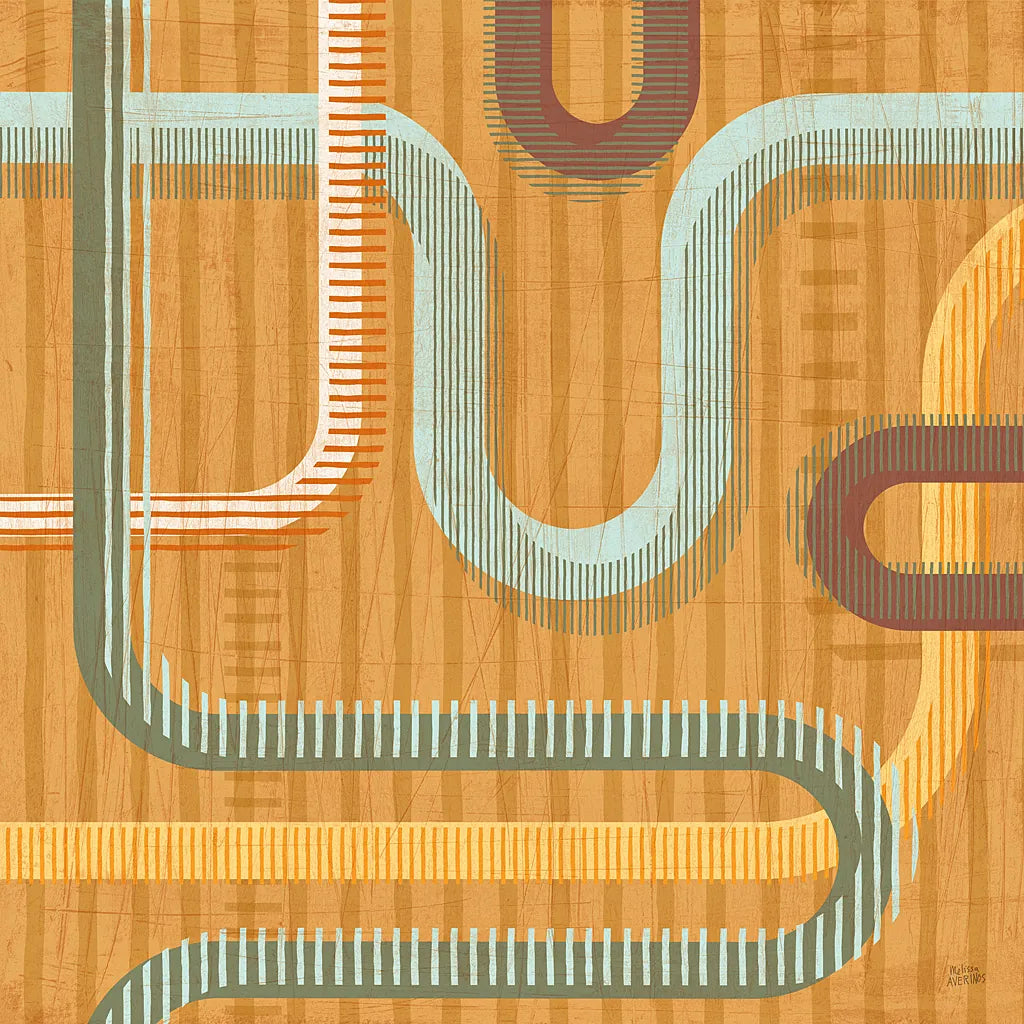 Subway Lines II Sunset by Melissa Averinos. SKU 61557a. Archival Giclee Fine art print for wall decor.