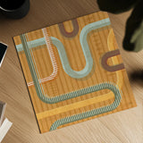 Subway Lines II Sunset by Melissa Averinos. Shown as a detailed flat fine art print, highlighting archival giclee quality. Available as an archival giclee rolled canvas, fine art paper, or poster print. SKU 61557a.