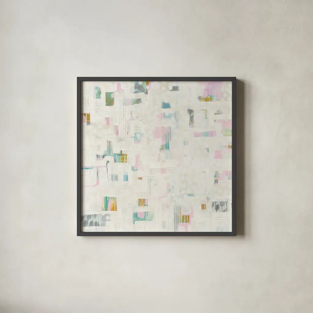 Sweet Escape by Melissa Averinos. Shown in a sleek black glass frame for a contemporary gallery look. Available as an archival giclee rolled canvas, fine art paper, or poster print. SKU 27612a.