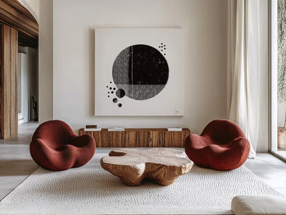 Tribeca I by Melissa Averinos. Shown as extra-large giant wall art in a modern living room. Available as an archival giclee rolled canvas, fine art paper, or poster print. SKU 64355a.