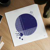 Tribeca I Indigo by Melissa Averinos. Shown as a detailed flat fine art print, highlighting archival giclee quality. Available as an archival giclee rolled canvas, fine art paper, or poster print. SKU 80571a.