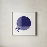 Tribeca I Indigo by Melissa Averinos. Shown in a crisp white glass frame for a clean and minimalist style. Available as an archival giclee rolled canvas, fine art paper, or poster print. SKU 80571a.