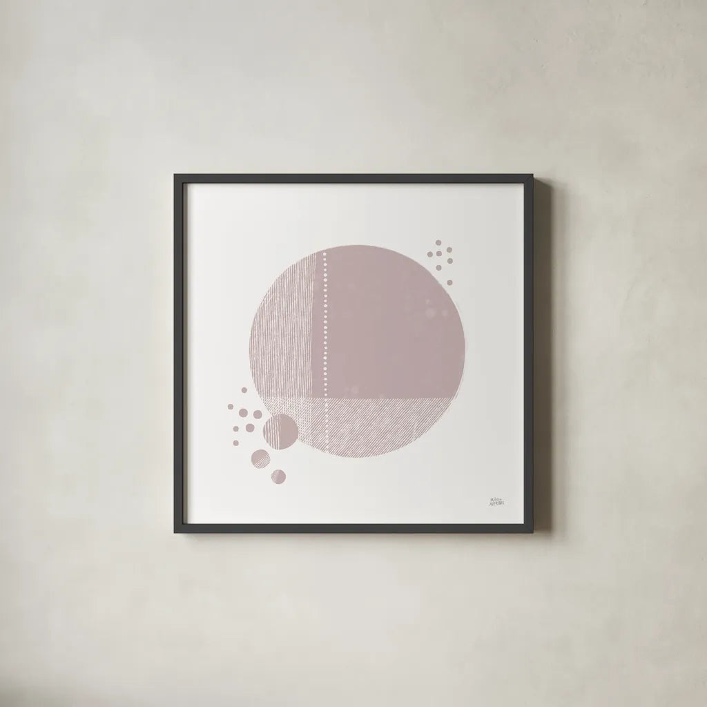 Tribeca I Mauve by Melissa Averinos. Shown in a sleek black glass frame for a contemporary gallery look. Available as an archival giclee rolled canvas, fine art paper, or poster print. SKU 82361a.