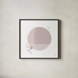 Tribeca I Mauve by Melissa Averinos. Shown in a sleek black glass frame for a contemporary gallery look. Available as an archival giclee rolled canvas, fine art paper, or poster print. SKU 82361a.