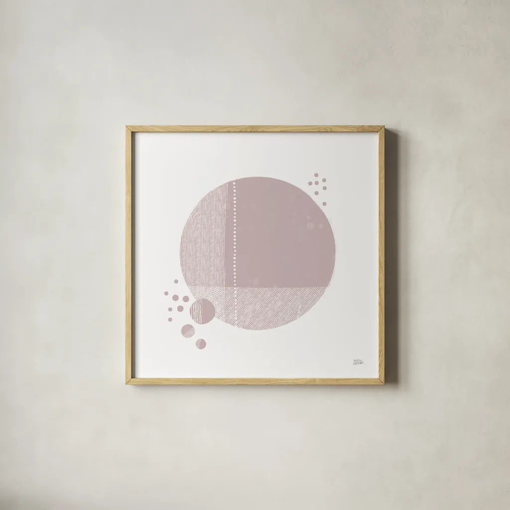 Tribeca I Mauve by Melissa Averinos. Shown in a natural wood glass frame for a timeless modern aesthetic. Available as an archival giclee rolled canvas, fine art paper, or poster print. SKU 82361a.