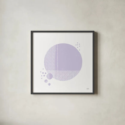 Tribeca I Purple by Melissa Averinos. Shown in a sleek black glass frame for a contemporary gallery look. Available as an archival giclee rolled canvas, fine art paper, or poster print. SKU 80573a.