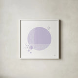 Tribeca I Purple by Melissa Averinos. Shown in a crisp white glass frame for a clean and minimalist style. Available as an archival giclee rolled canvas, fine art paper, or poster print. SKU 80573a.