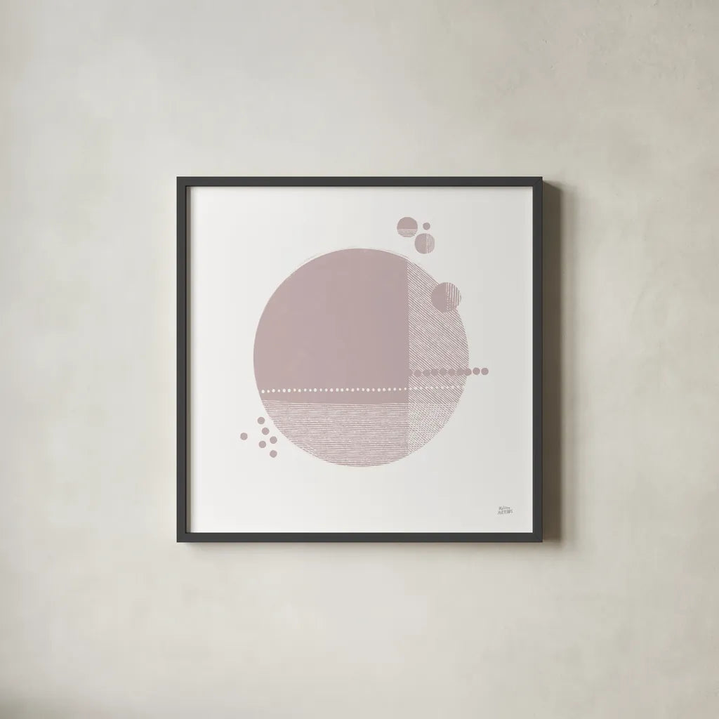 Tribeca II Mauve by Melissa Averinos. Shown in a sleek black glass frame for a contemporary gallery look. Available as an archival giclee rolled canvas, fine art paper, or poster print. SKU 82362a.