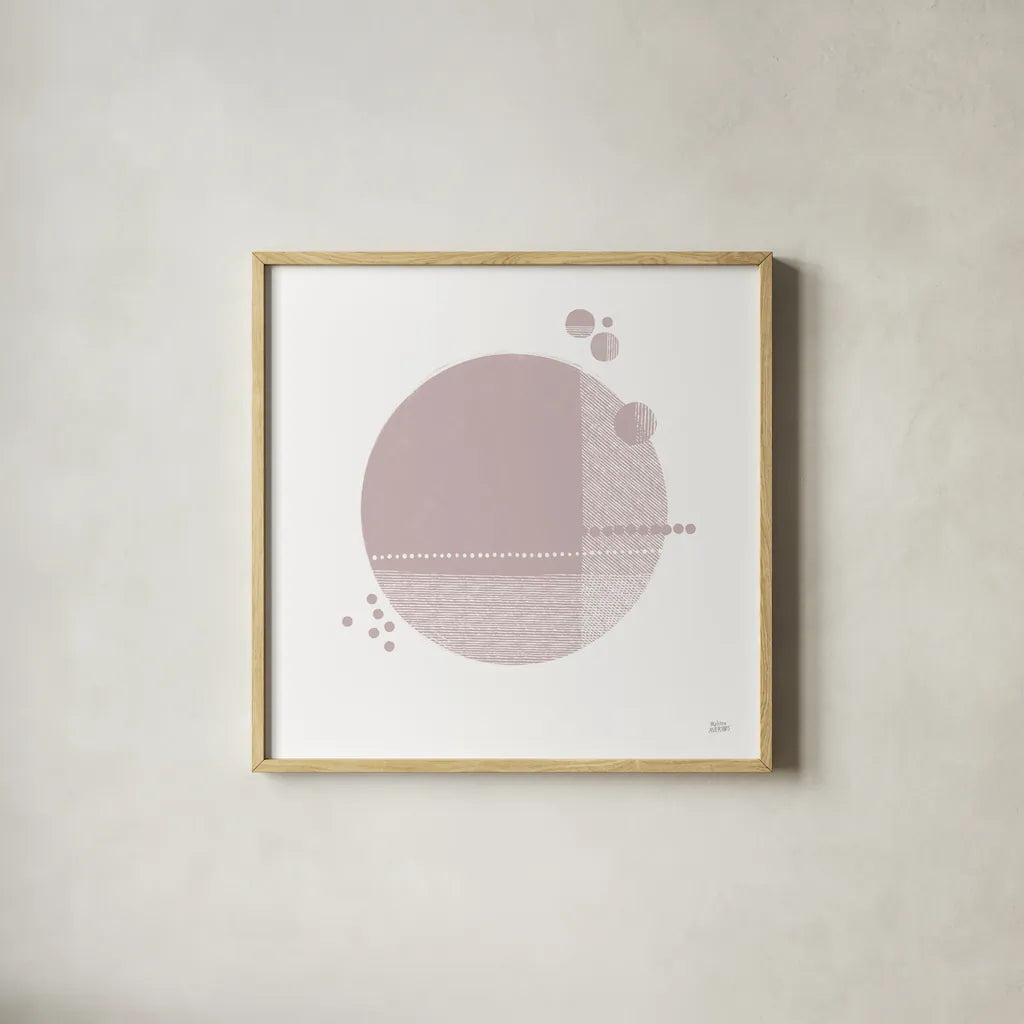 Tribeca II Mauve by Melissa Averinos. Shown in a natural wood glass frame for a timeless modern aesthetic. Available as an archival giclee rolled canvas, fine art paper, or poster print. SKU 82362a.