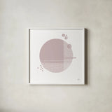 Tribeca II Mauve by Melissa Averinos. Shown in a crisp white glass frame for a clean and minimalist style. Available as an archival giclee rolled canvas, fine art paper, or poster print. SKU 82362a.