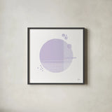 Tribeca II Purple by Melissa Averinos. Shown in a sleek black glass frame for a contemporary gallery look. Available as an archival giclee rolled canvas, fine art paper, or poster print. SKU 80574a.