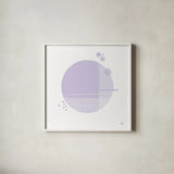 Tribeca II Purple by Melissa Averinos. Shown in a crisp white glass frame for a clean and minimalist style. Available as an archival giclee rolled canvas, fine art paper, or poster print. SKU 80574a.
