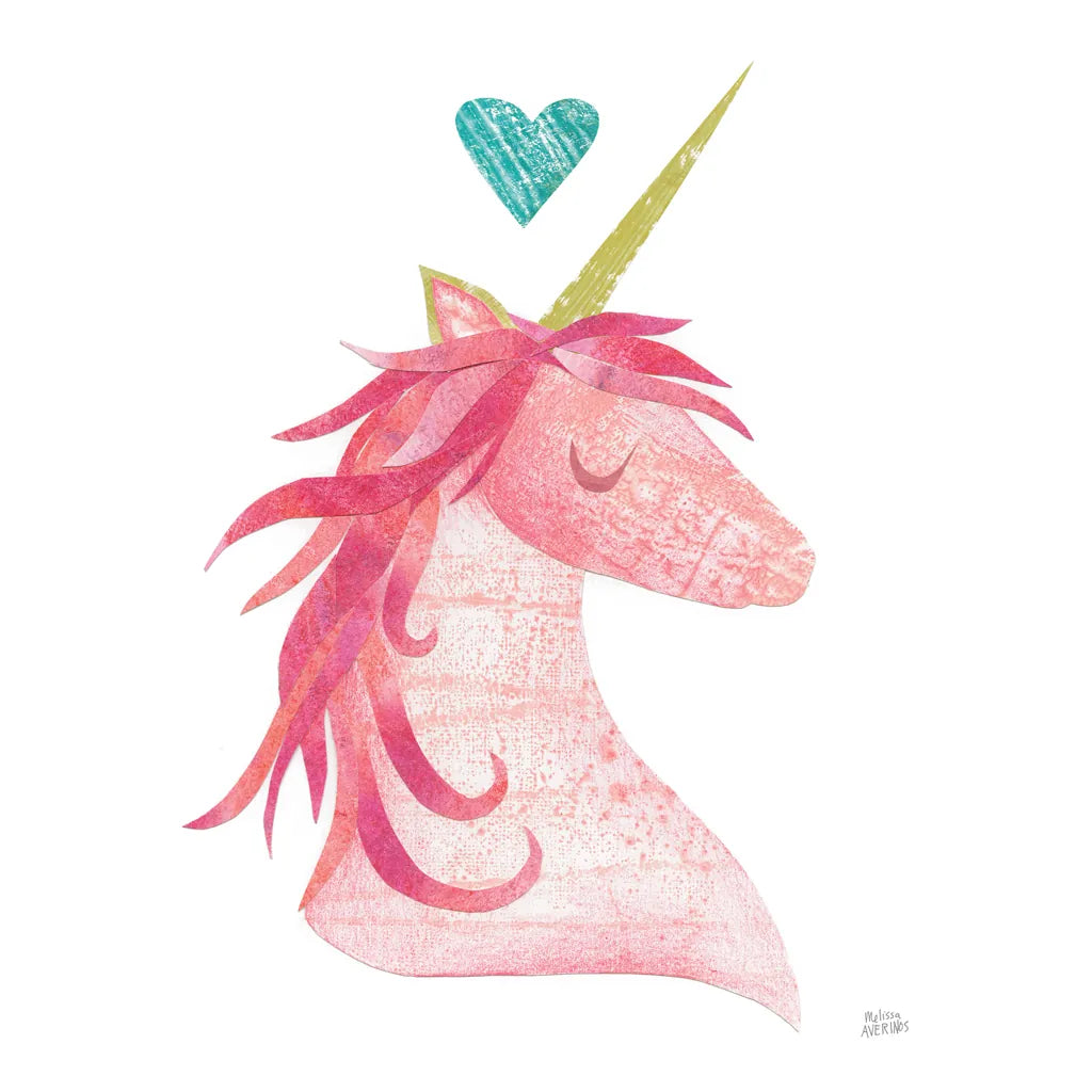 Unicorn Magic I Heart Sq by Melissa Averinos. SKU 35450a. Archival Giclee Fine art print for wall decor.