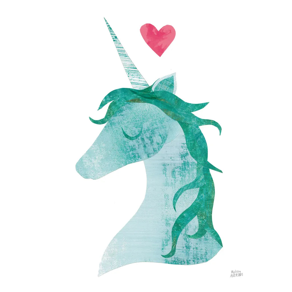 Unicorn Magic II Heart Sq by Melissa Averinos. SKU 35451a. Archival Giclee Fine art print for wall decor.