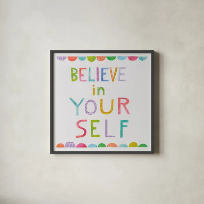 Unicorn Magic VI by Melissa Averinos. Shown in a sleek black glass frame for a contemporary gallery look. Available as an archival giclee rolled canvas, fine art paper, or poster print. SKU 32887a.