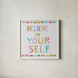 Unicorn Magic VI by Melissa Averinos. Shown in a crisp white glass frame for a clean and minimalist style. Available as an archival giclee rolled canvas, fine art paper, or poster print. SKU 32887a.