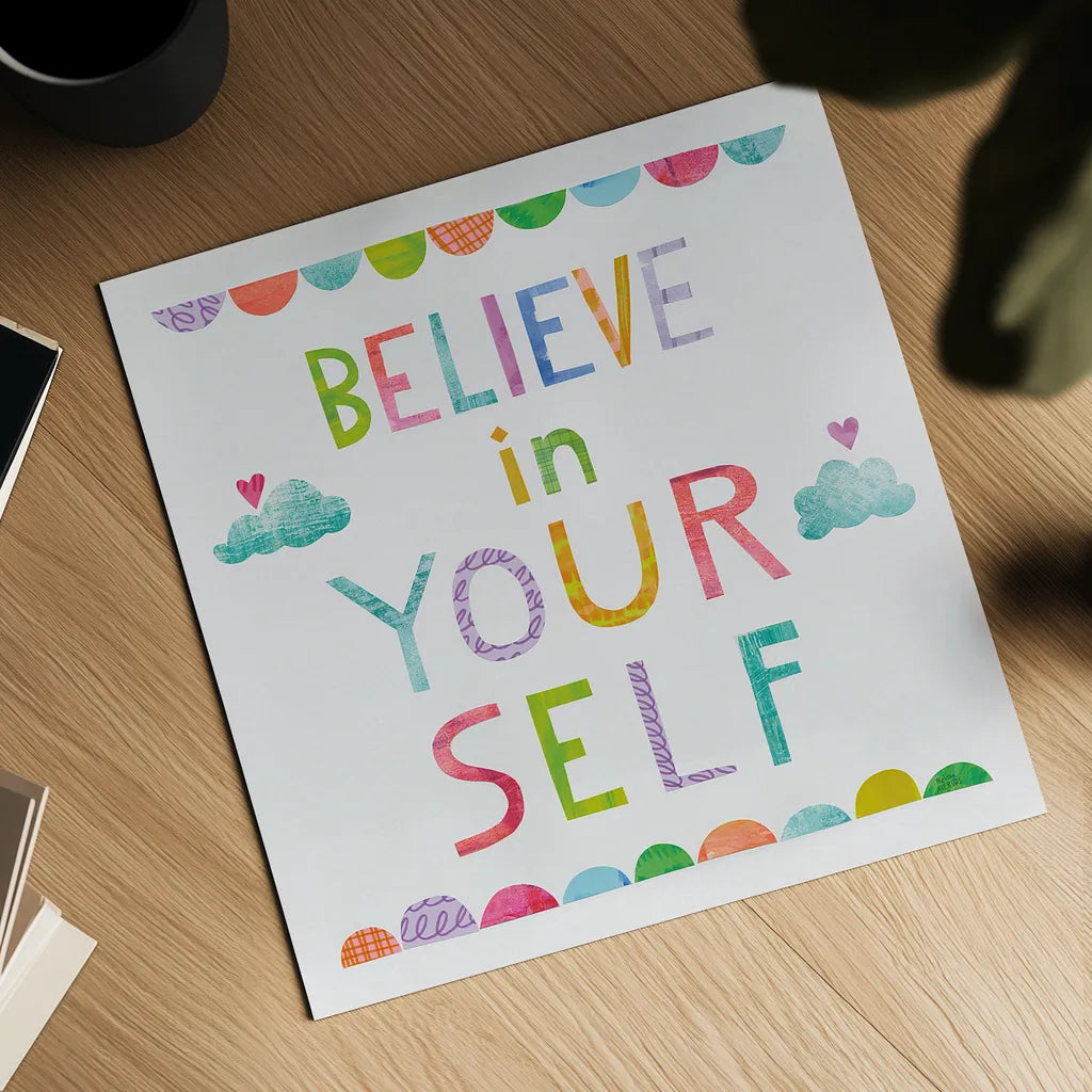 Unicorn Magic VI Clouds by Melissa Averinos. Shown as a detailed flat fine art print, highlighting archival giclee quality. Available as an archival giclee rolled canvas, fine art paper, or poster print. SKU 33147a.