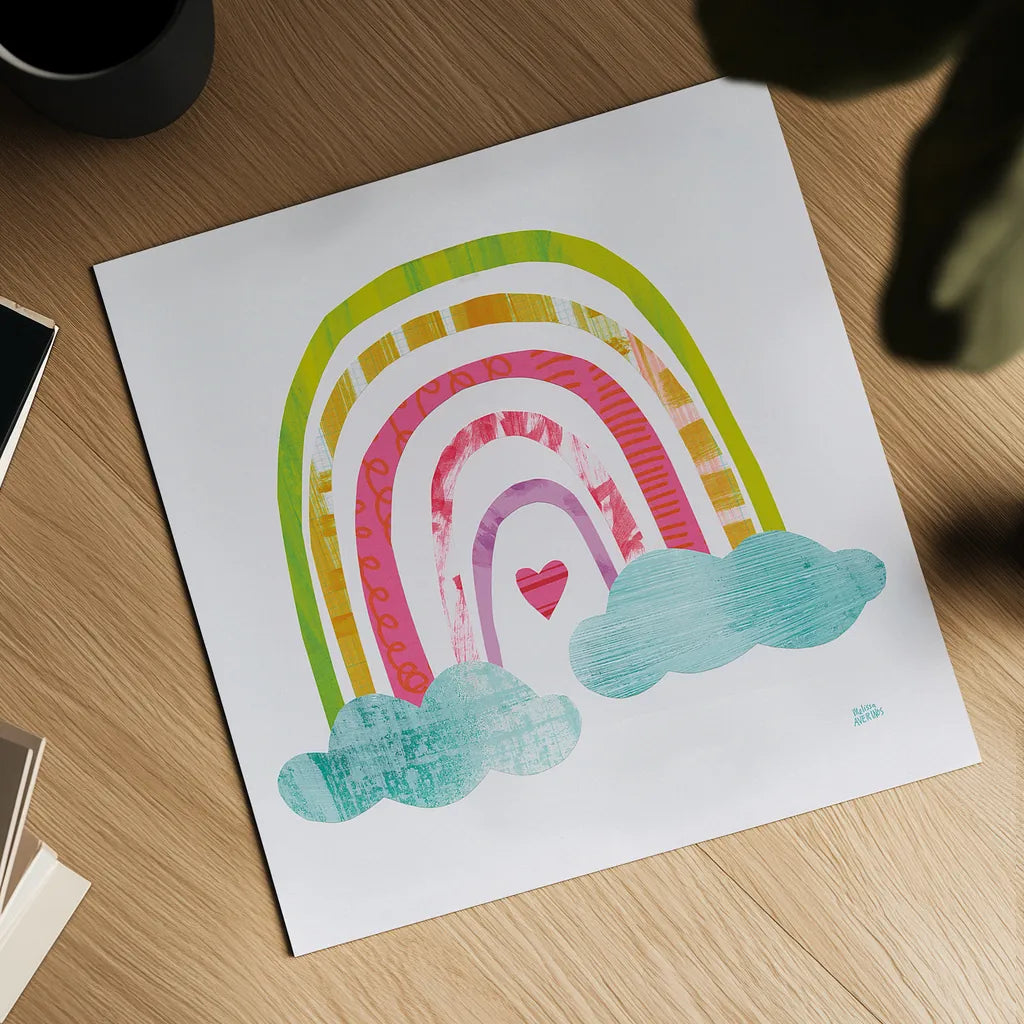 Unicorn Magic VII Sq by Melissa Averinos. Shown as a detailed flat fine art print, highlighting archival giclee quality. Available as an archival giclee rolled canvas, fine art paper, or poster print. SKU 34680a.