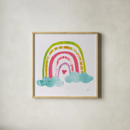 Unicorn Magic VII Sq by Melissa Averinos. Shown in a natural wood glass frame for a timeless modern aesthetic. Available as an archival giclee rolled canvas, fine art paper, or poster print. SKU 34680a.