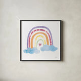 Unicorn Magic VII Sq Purple by Melissa Averinos. Shown in a sleek black glass frame for a contemporary gallery look. Available as an archival giclee rolled canvas, fine art paper, or poster print. SKU 80587a.