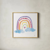 Unicorn Magic VII Sq Purple by Melissa Averinos. Shown in a natural wood glass frame for a timeless modern aesthetic. Available as an archival giclee rolled canvas, fine art paper, or poster print. SKU 80587a.