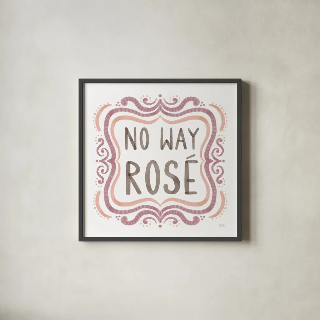 Wine Thoughts I by Melissa Averinos. Shown in a sleek black glass frame for a contemporary gallery look. Available as an archival giclee rolled canvas, fine art paper, or poster print. SKU 59971a.