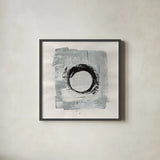Zen Circle I by Melissa Averinos. Shown in a sleek black glass frame for a contemporary gallery look. Available as an archival giclee rolled canvas, fine art paper, or poster print. SKU 29104a.