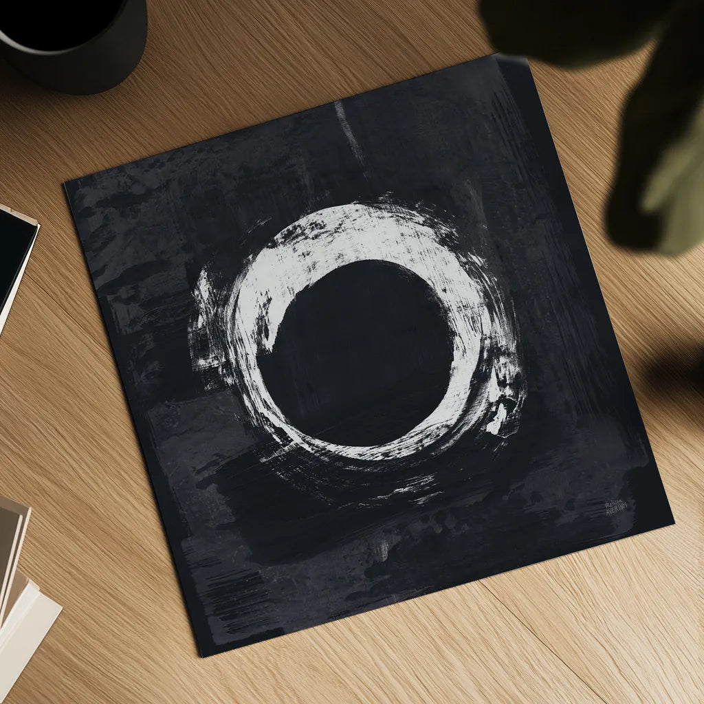 Zen Circle I Black Crop by Melissa Averinos. Shown as a detailed flat fine art print, highlighting archival giclee quality. Available as an archival giclee rolled canvas, fine art paper, or poster print. SKU 54813a.