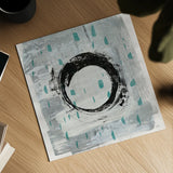 Zen Circle I Crop with Teal by Melissa Averinos. Shown as a detailed flat fine art print, highlighting archival giclee quality. Available as an archival giclee rolled canvas, fine art paper, or poster print. SKU 30931a.