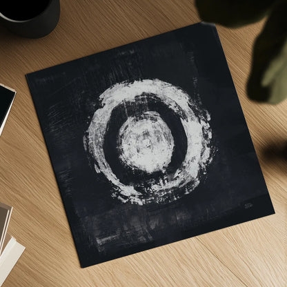 Zen Circle II Black Crop by Melissa Averinos. Shown as a detailed flat fine art print, highlighting archival giclee quality. Available as an archival giclee rolled canvas, fine art paper, or poster print. SKU 54814a.
