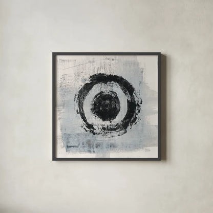 Zen Circle II Crop by Melissa Averinos. Shown in a sleek black glass frame for a contemporary gallery look. Available as an archival giclee rolled canvas, fine art paper, or poster print. SKU 29696a.