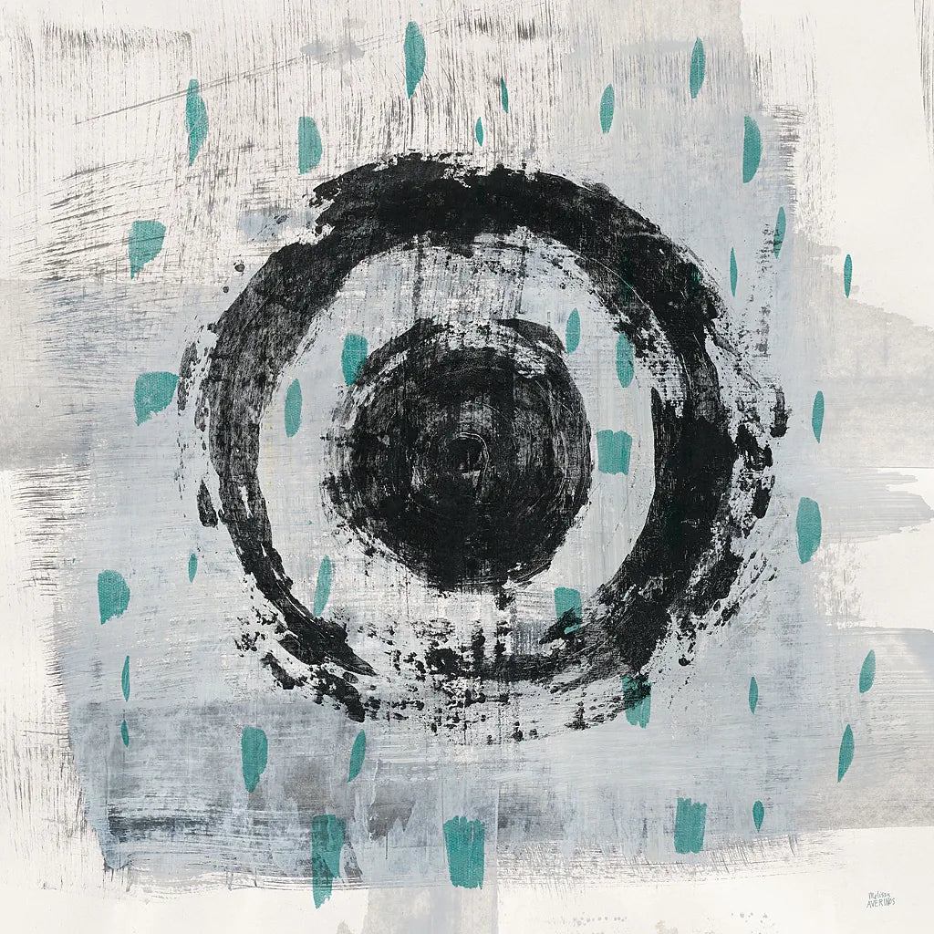 Zen Circle II Crop with Teal by Melissa Averinos. SKU 30932a. Archival Giclee Fine art print for wall decor.