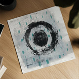 Zen Circle II Crop with Teal by Melissa Averinos. Shown as a detailed flat fine art print, highlighting archival giclee quality. Available as an archival giclee rolled canvas, fine art paper, or poster print. SKU 30932a.