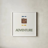 Adventure by Mercedes Lopez Charro. Shown in a crisp white glass frame for a clean and minimalist style. Available as an archival giclee rolled canvas, fine art paper, or poster print. SKU 77790a.