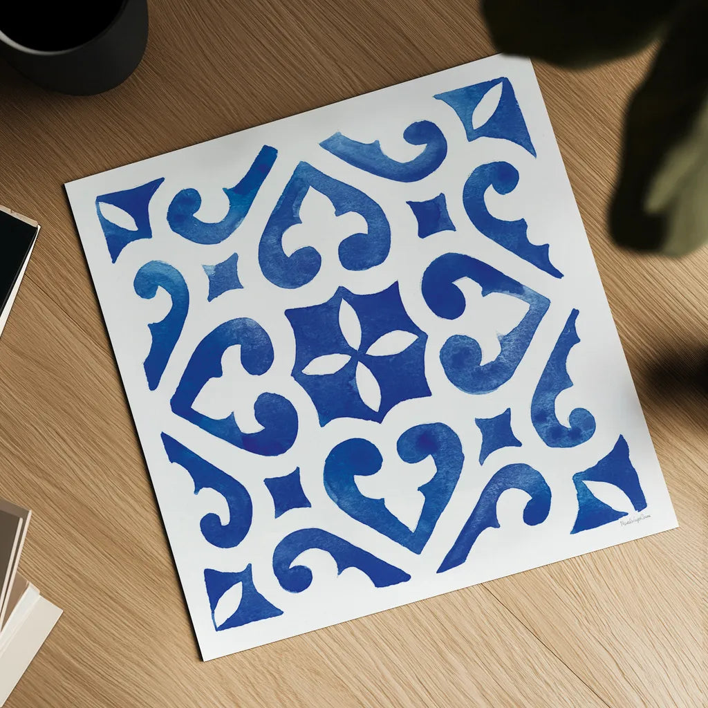 Andalusian Tile I by Mercedes Lopez Charro. Shown as a detailed flat fine art print, highlighting archival giclee quality. Available as an archival giclee rolled canvas, fine art paper, or poster print. SKU 68805a.