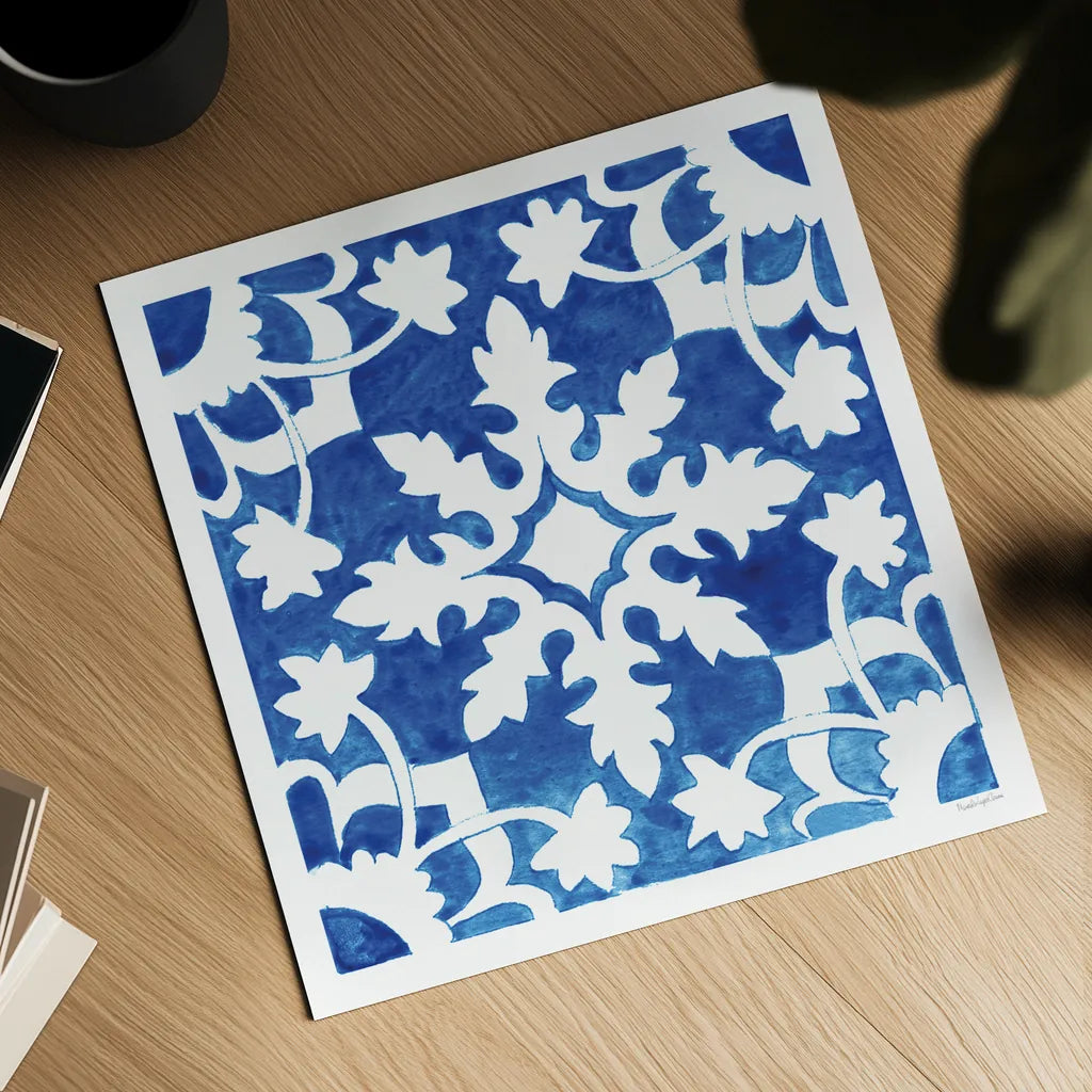 Andalusian Tile II by Mercedes Lopez Charro. Shown as a detailed flat fine art print, highlighting archival giclee quality. Available as an archival giclee rolled canvas, fine art paper, or poster print. SKU 68806a.