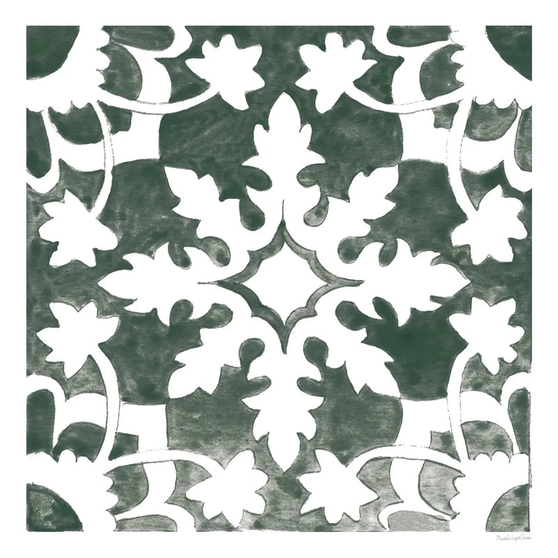 Andalusian Tile II Pine Green by Mercedes Lopez Charro. SKU 70256a. Archival Giclee Fine art print for wall decor.