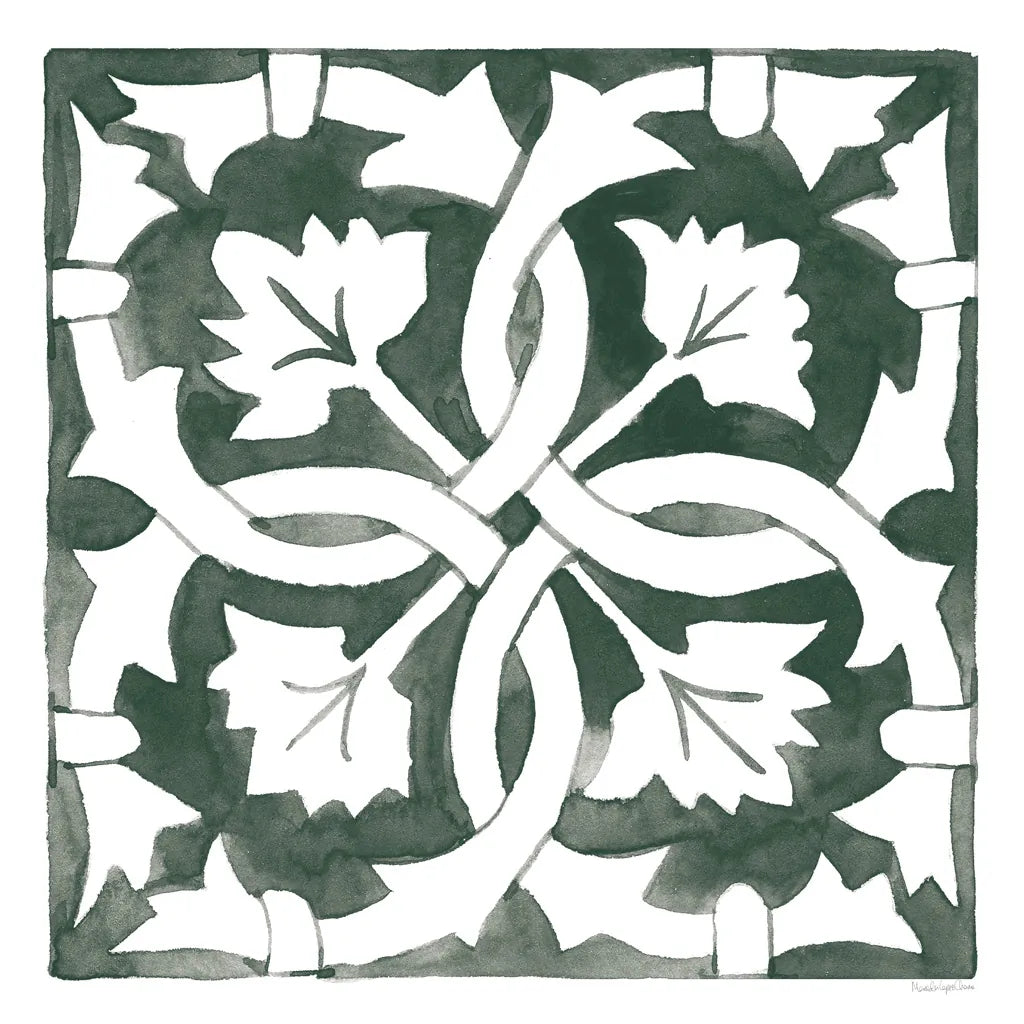 Andalusian Tile III Pine Green by Mercedes Lopez Charro. SKU 70257a. Archival Giclee Fine art print for wall decor.