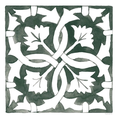 Andalusian Tile III Pine Green by Mercedes Lopez Charro. SKU 70257a. Archival Giclee Fine art print for wall decor.