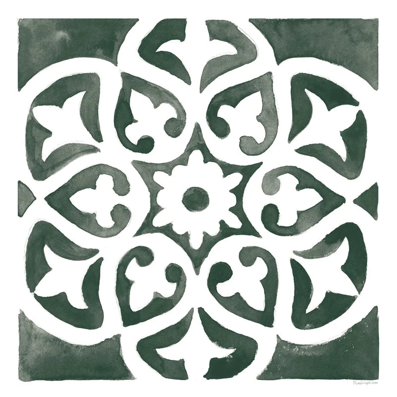 Andalusian Tile IV Pine Green by Mercedes Lopez Charro. SKU 70258a. Archival Giclee Fine art print for wall decor.