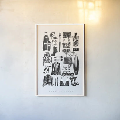 Back to Black I by Mercedes Lopez Charro. shown as a paper print in a white frame. Available as a archival giclee rolled canvas, fine art paper, or poster print. SKU 66607h.